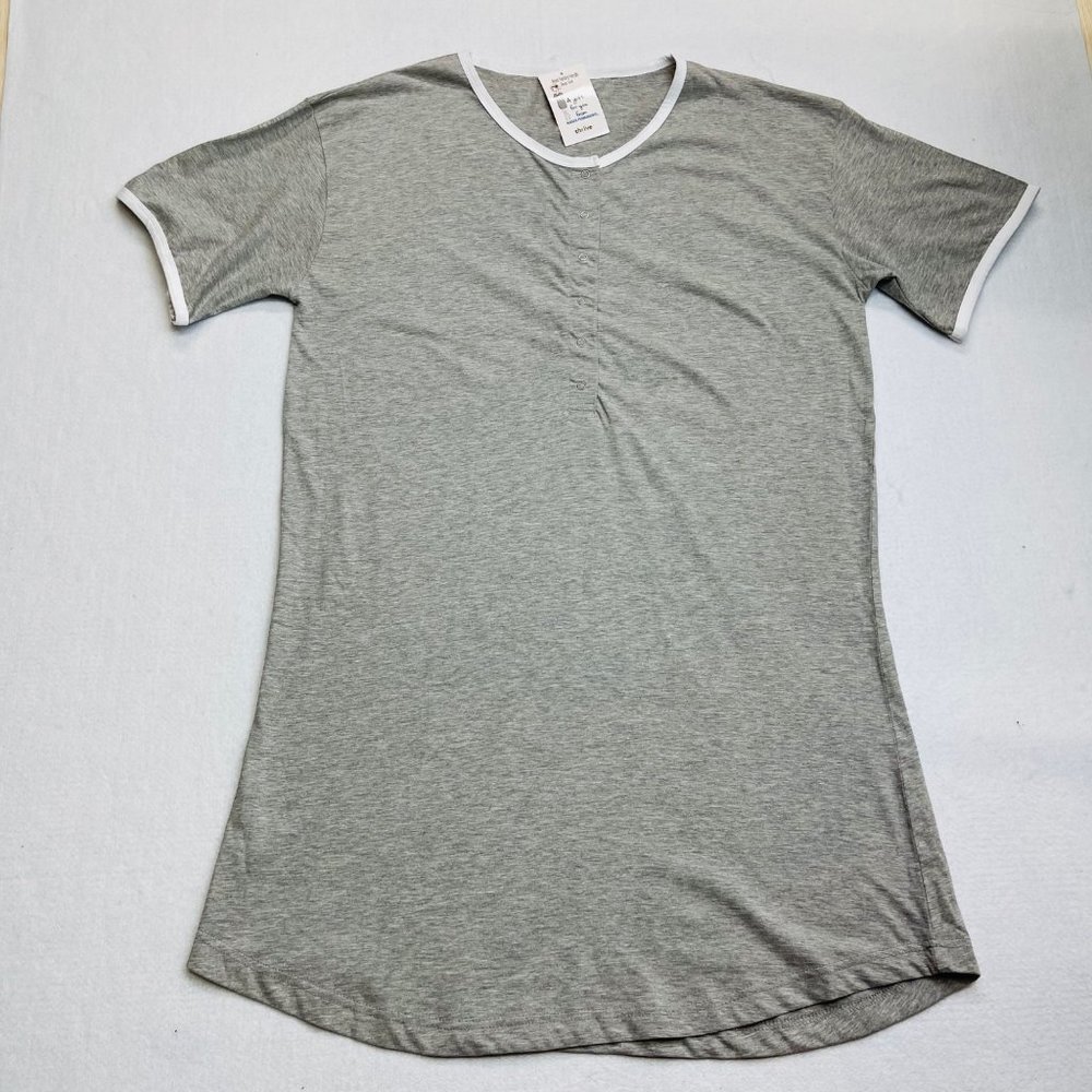 Singing on a Star Women's One Size Fits Most Grey Short Sleeve Henry Neck Sleep
